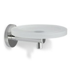 Soap Dish, StilHaus VE09-08, Chrome Wall Mounted Round Frosted Glass Soap Dish with Brass